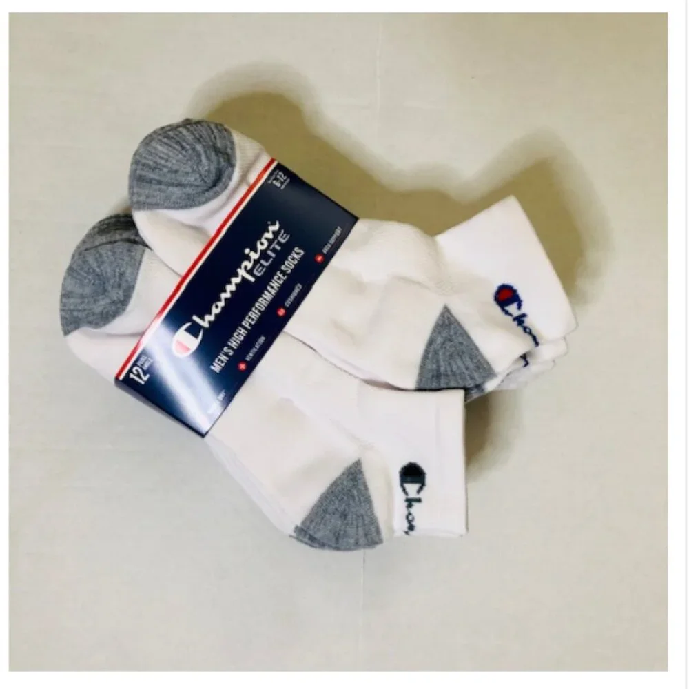 12 pairs Champion Crew Socks Size 6-12 Double Dry Vent Cushioned Arch Support